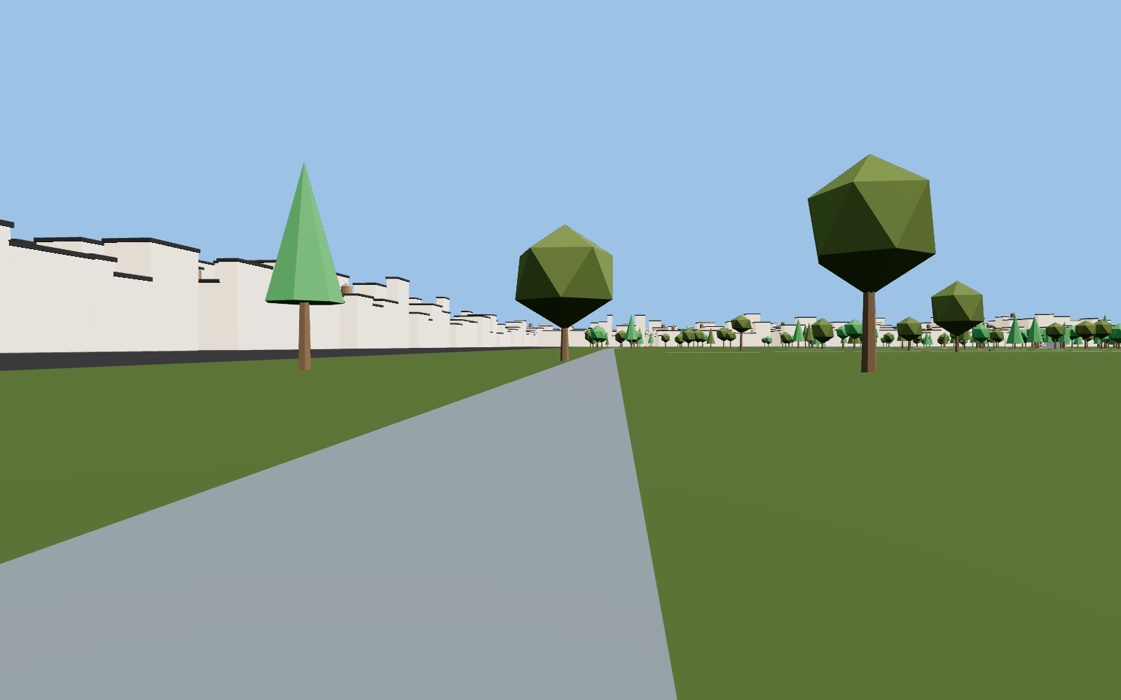Bike path curving through the park