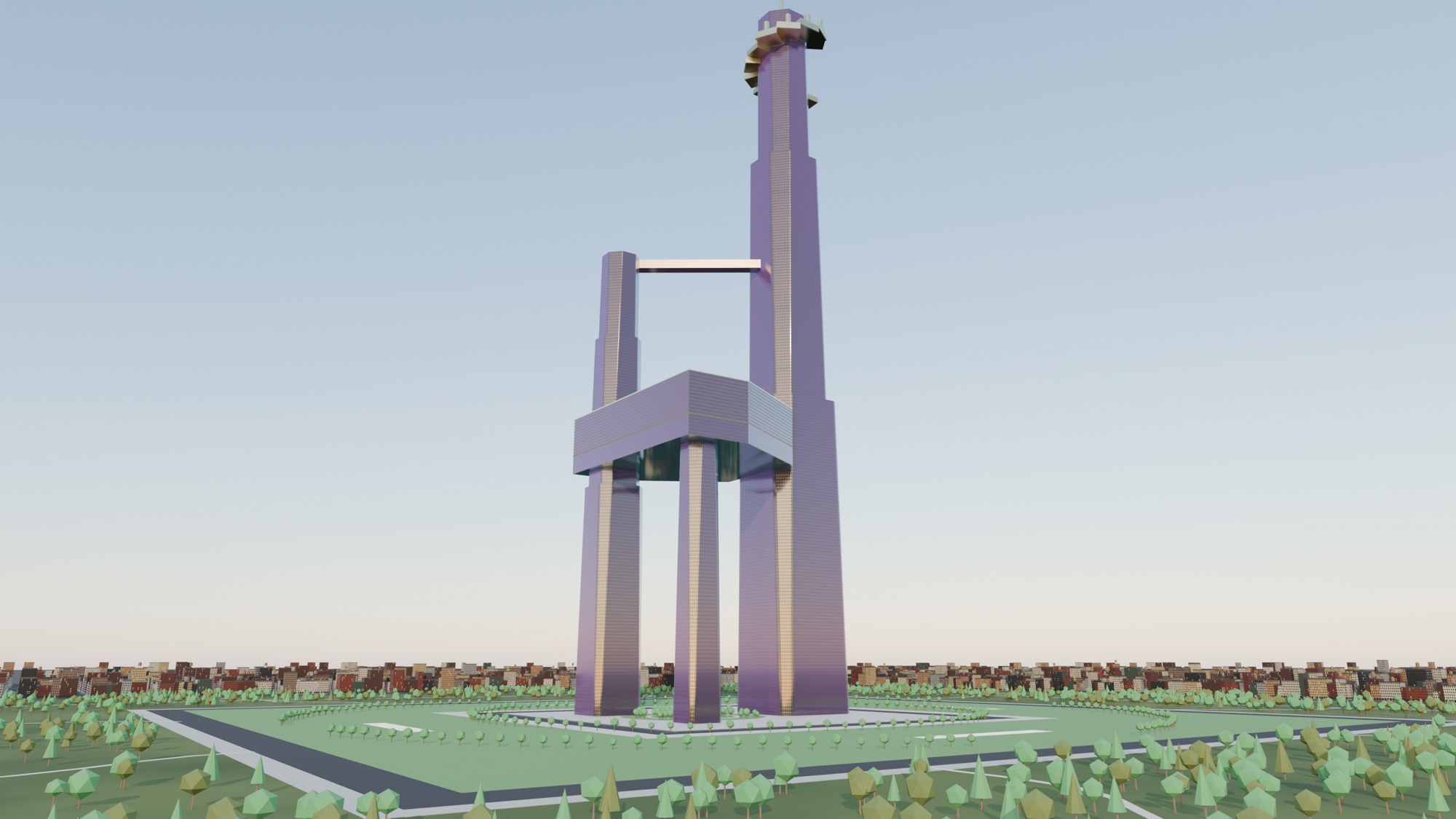 The towers seen from the park